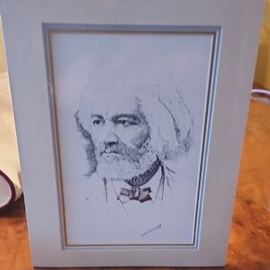 Framed Sketch Portrait Art Frederick Douglass. 8x10 Print